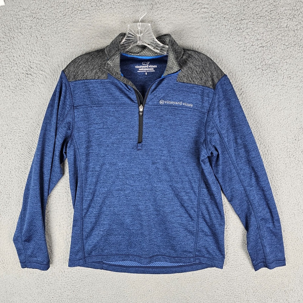 Vineyard Vines Shep Shoulder Sankaty Sweater Mens Small Blue 1/2 Zip 1K001044